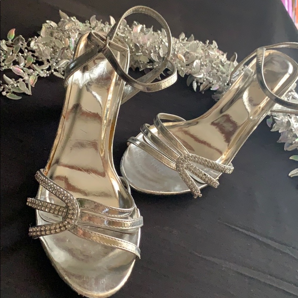 Silver Slipper Heels - image 1